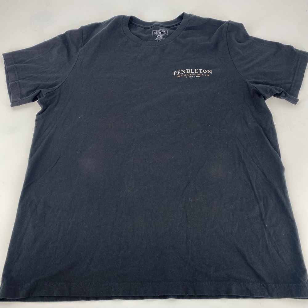 Pendleton Woolen Mills Mens XL Black Graphic T Shirt Longhorn Skull Print